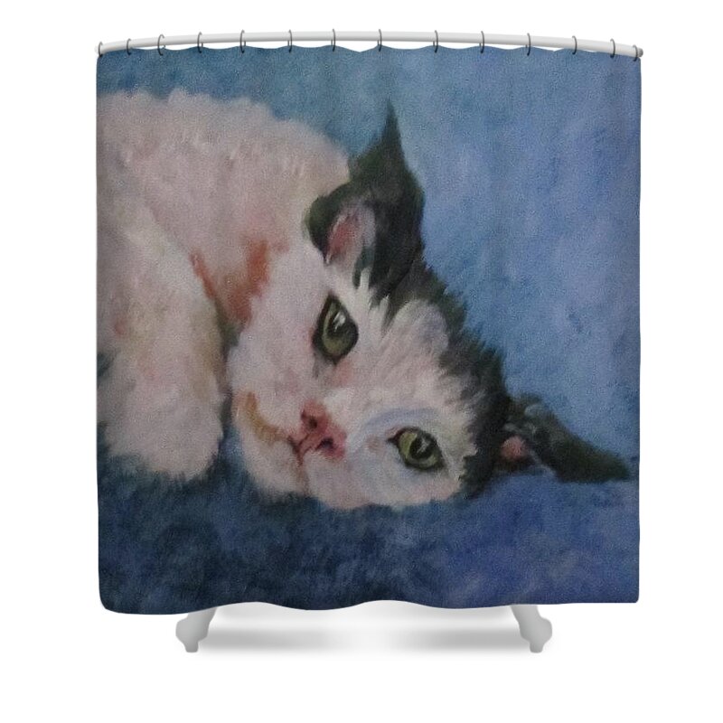 Cat Shower Curtain featuring the painting Hattie Smith by Barbara O'Toole