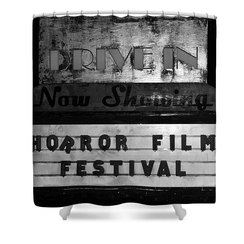 Horror Film Festival Shower Curtain featuring the photograph Haunted drive in by David Lee Thompson