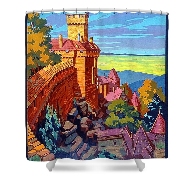 Haut Koenigsburg Shower Curtain featuring the painting Haut Koenigsburg castle, Alsace, France by Long Shot