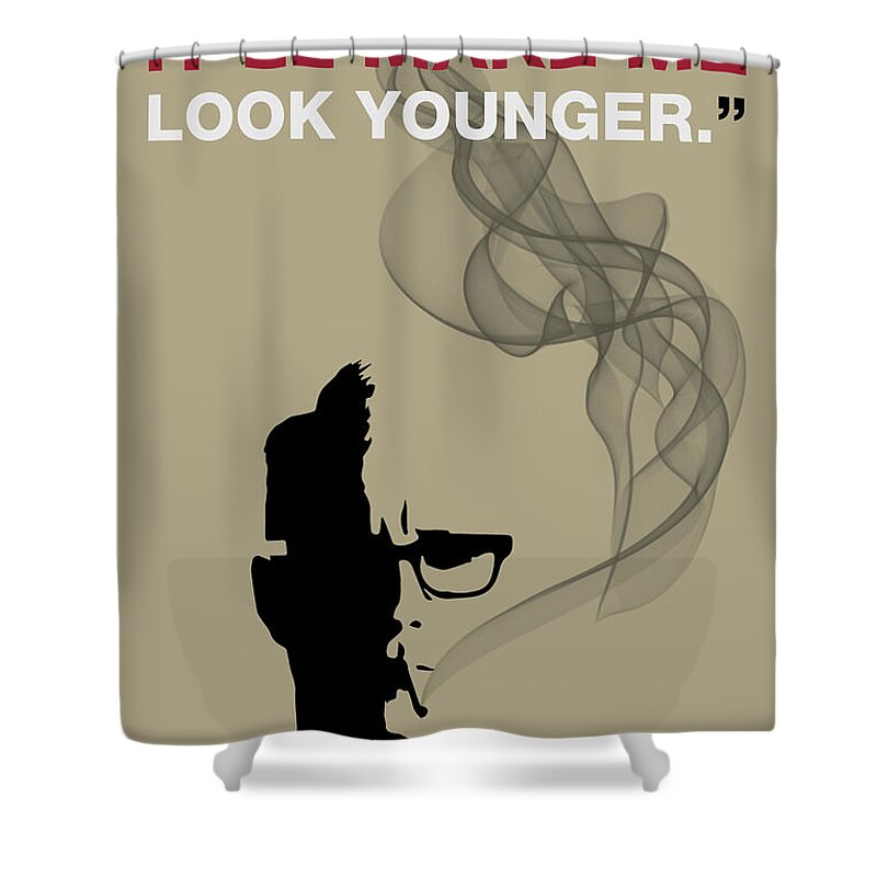 Roger Sterling Shower Curtain featuring the painting Have A Drink - Mad Men Poster Roger Sterling Quote by Beautify My Walls