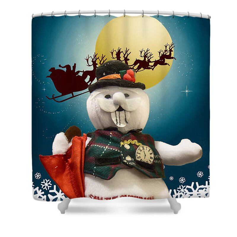 Christmas Shower Curtain featuring the digital art Have a Holly Jolly Christmas by John Haldane