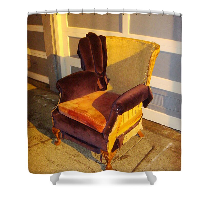 Chair Shower Curtain featuring the photograph Have A Seat In Dore Alley by Mr Photojimsf