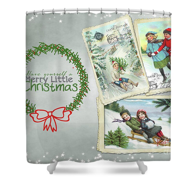 Christmas Card Shower Curtain featuring the digital art Have Yourself a Merry Little Christmas by Priscilla Burgers