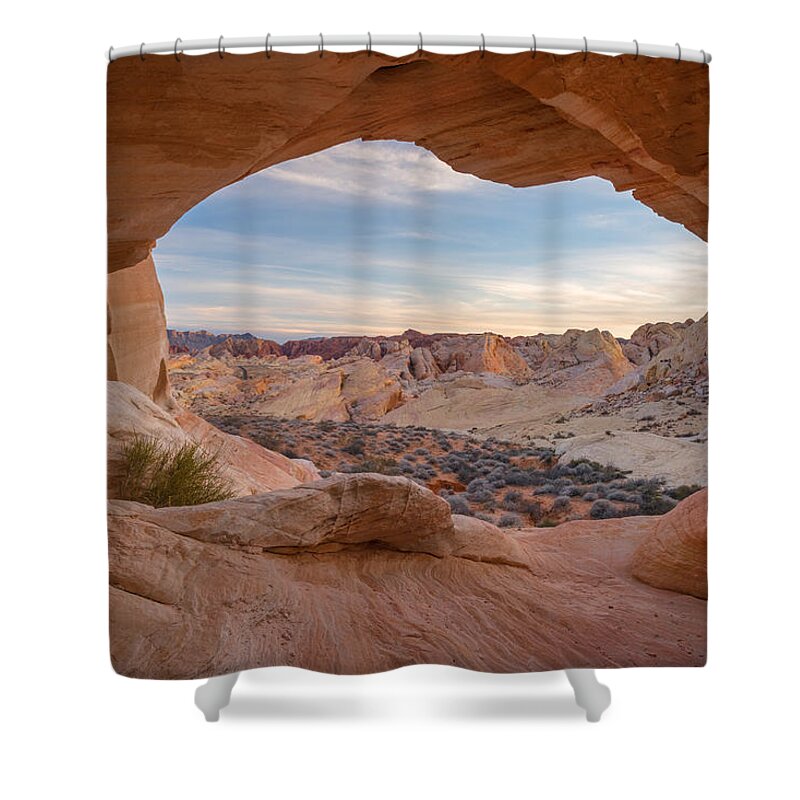 Valley Of Fire Shower Curtain featuring the photograph Haven by Dustin LeFevre
