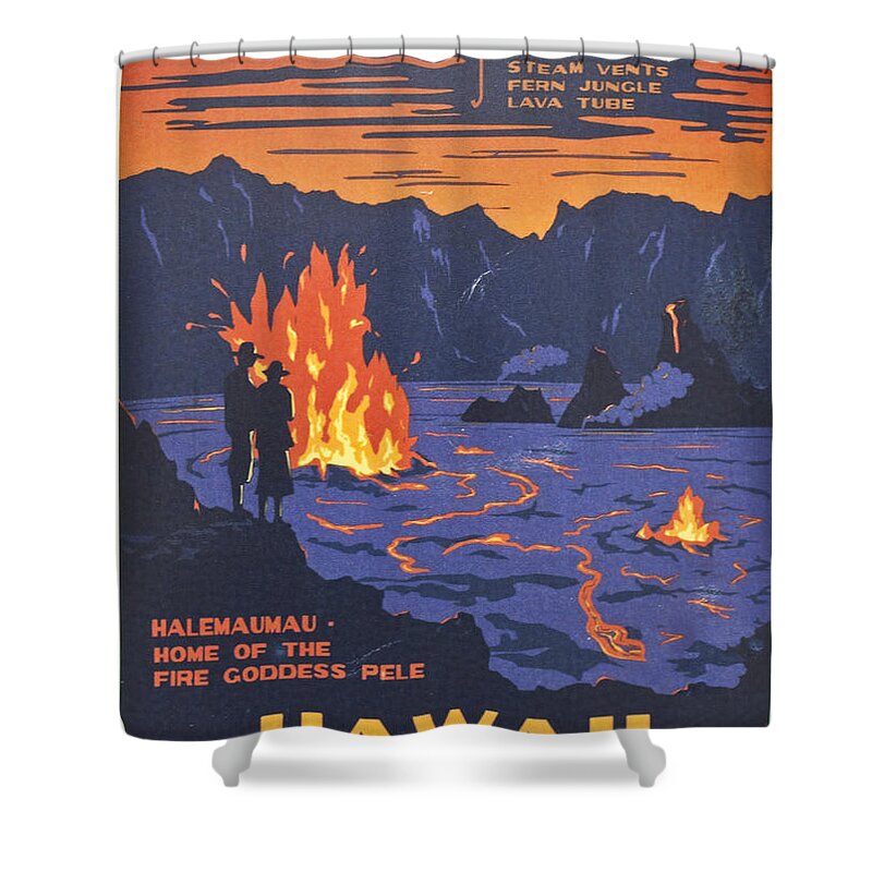 Hawaii Shower Curtain featuring the digital art Hawaii Vintage Travel Poster by Georgia Fowler