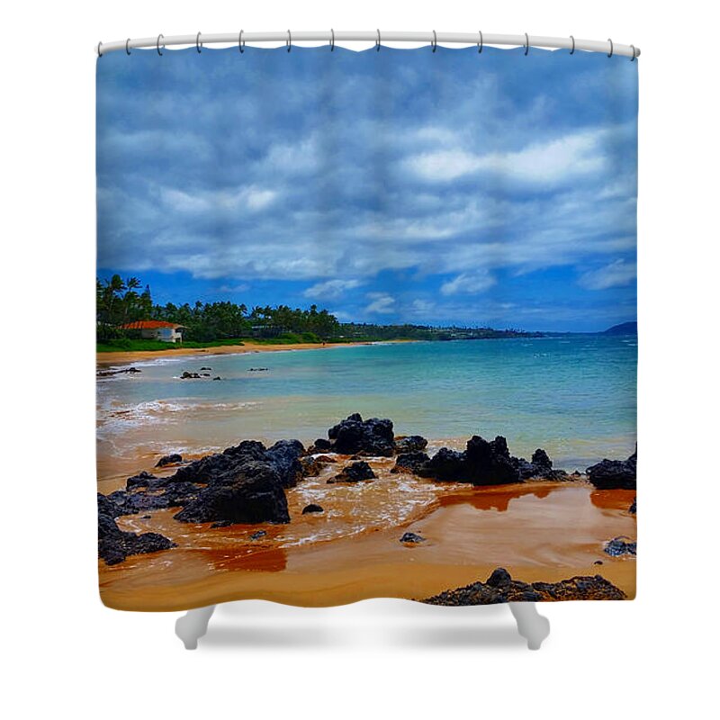 Sunset Shower Curtain featuring the photograph Hawaiian Beach Maui by Michael Rucker
