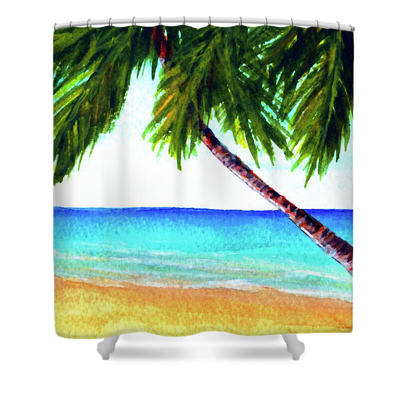 Painting Shower Curtain featuring the painting Hawaiian Beach Palm Trees #425 by Donald K Hall