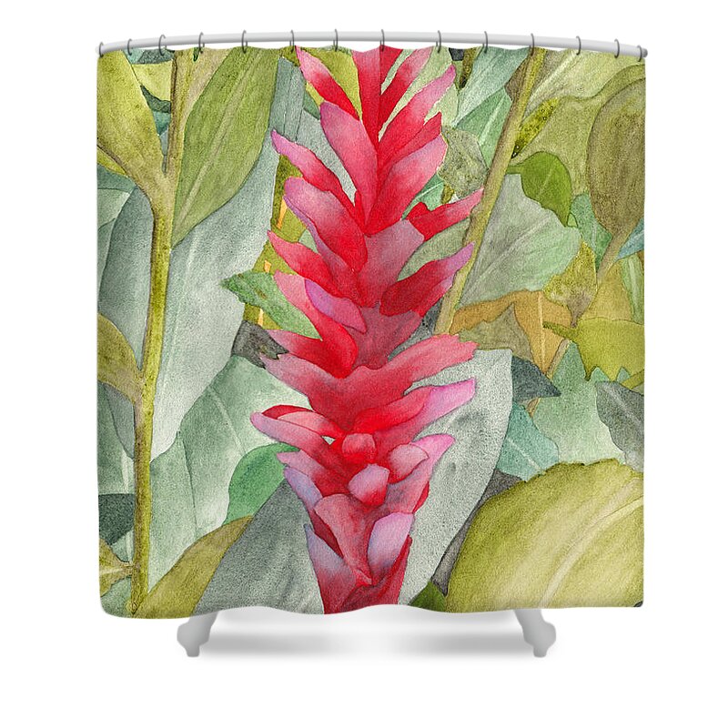 Floral Shower Curtain featuring the painting Hawaiian Beauty by Ken Powers