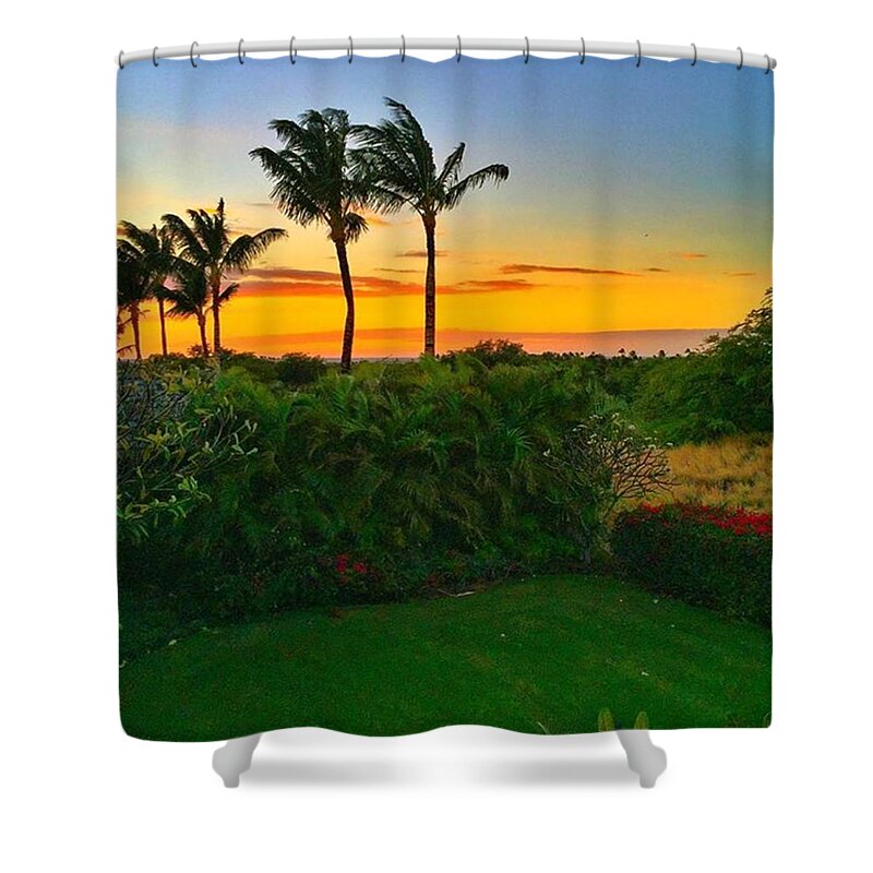 Sunset Shower Curtain featuring the photograph Hawaiian sunset by Eugene Evon
