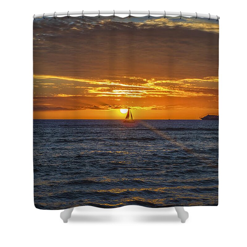 Hawaiian Winter Sunset Shower Curtain featuring the photograph Hawaiian Winter Sunset by Mitch Shindelbower