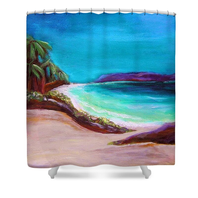 Beach Shower Curtain featuring the painting Hawaiin blue by Patricia Piffath