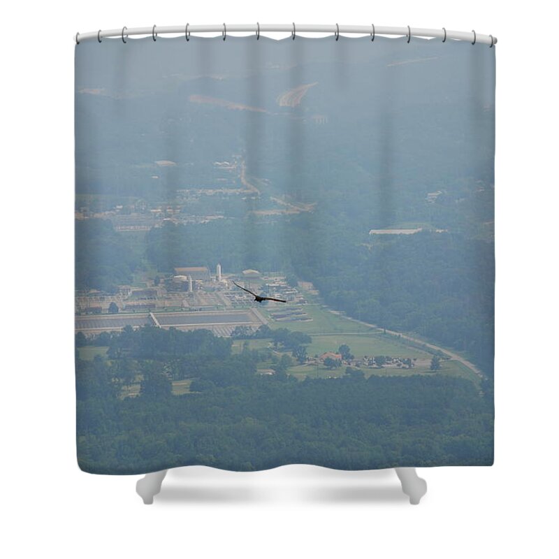 Scenic Shower Curtain featuring the photograph Hawk Soars Point Park Chattanooga by Kenny Glover