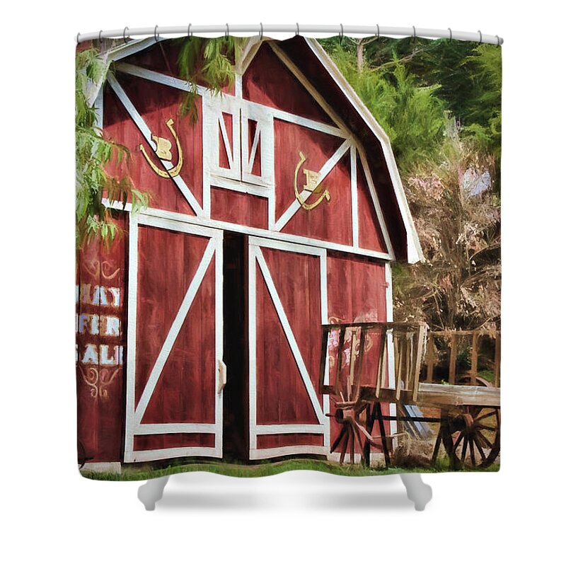 Agriculture Shower Curtain featuring the photograph Hay Fer Sale by Lana Trussell