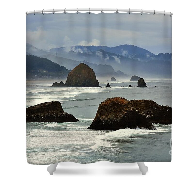Haystack Rock Shower Curtain featuring the photograph Haystack Rock-Cannon Beach by Scott Cameron