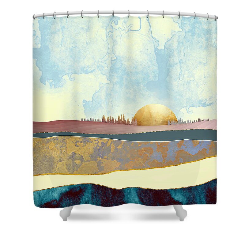 Abstract Shower Curtain featuring the digital art Hazy Afternoon by Katherine Smit