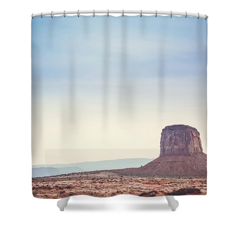 Sunset Shower Curtain featuring the photograph Hazy sunset over Mitchell Butte, Monument Valley by Mati Krimerman
