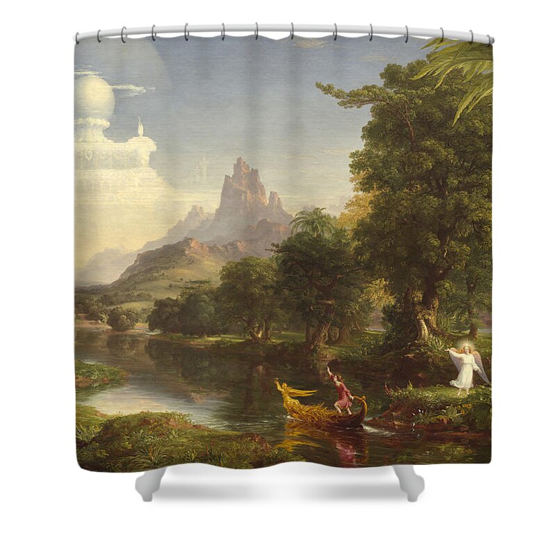 Thomas Cole Shower Curtain featuring the painting He Voyage Of Life by MotionAge Designs