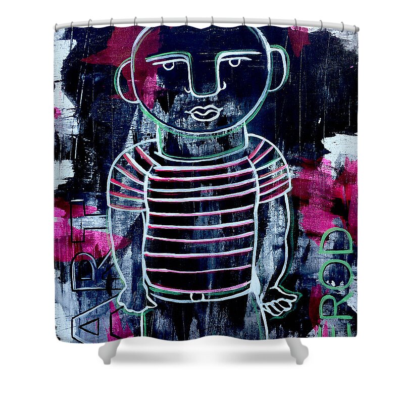 Faces Shower Curtain featuring the painting He Wore Stripes by Robert R Splashy Art Abstract Paintings