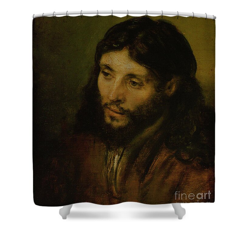 Head Shower Curtain featuring the painting Head of Christ by Rembrandt