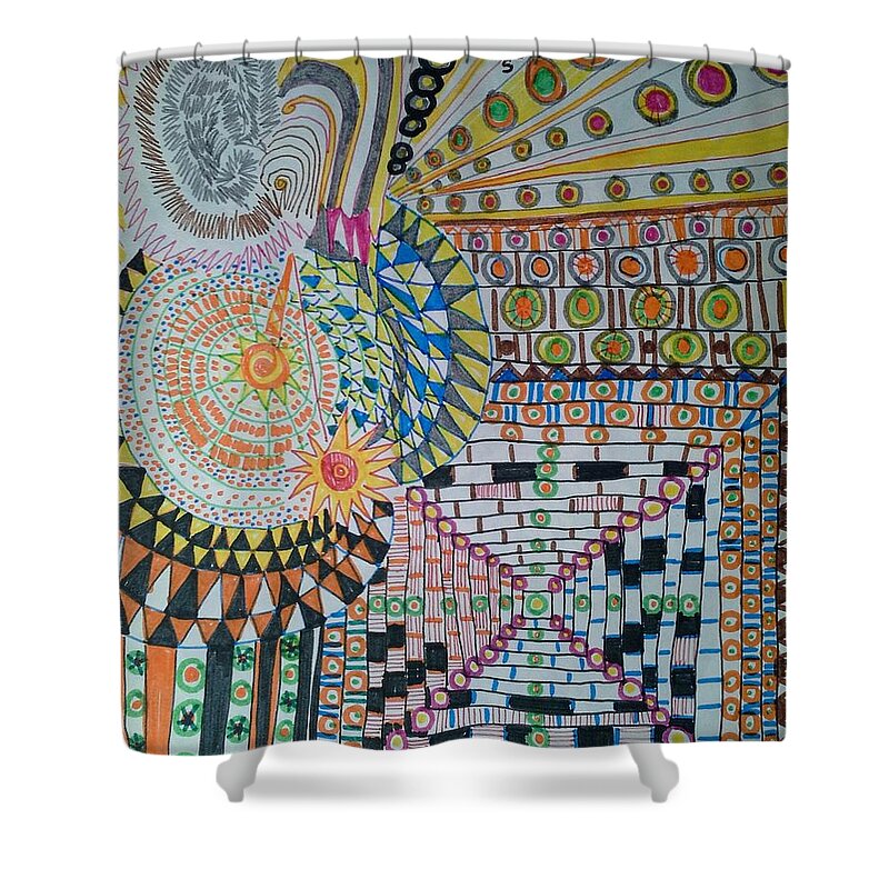 Nature Shower Curtain featuring the drawing Head to Nature #1 by Sukalya Chearanantana
