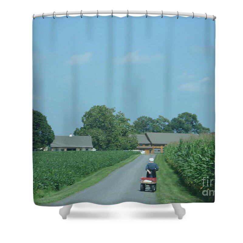 Amish Shower Curtain featuring the photograph Heading Home from the Market by Christine Clark