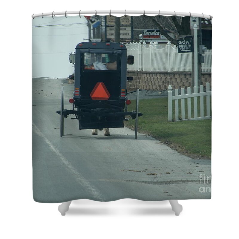 Amish Shower Curtain featuring the photograph Heading Home from the Store by Christine Clark