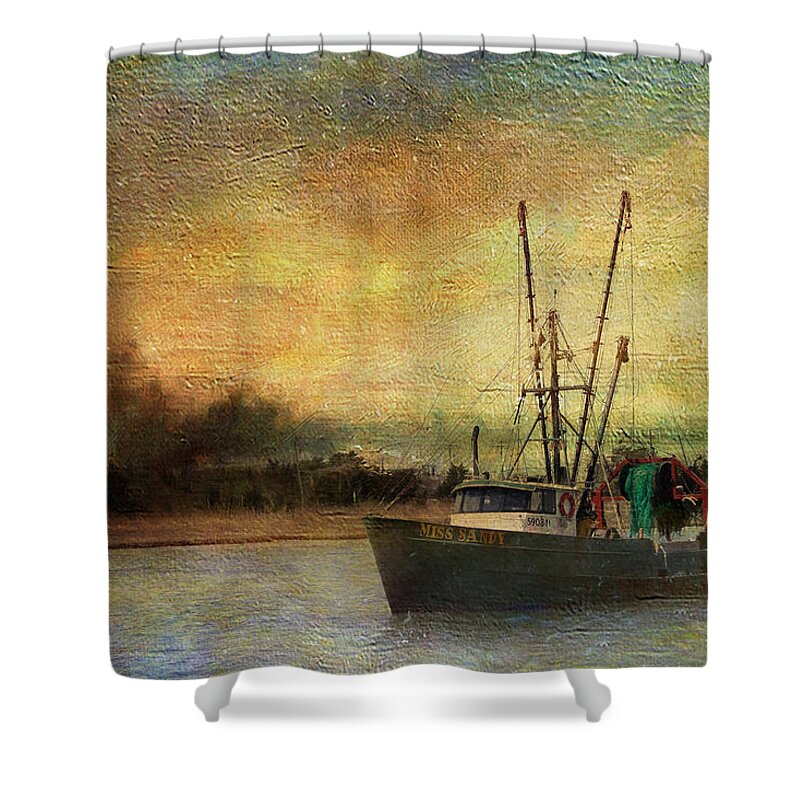 Boat Shower Curtain featuring the photograph Heading Out by John Rivera