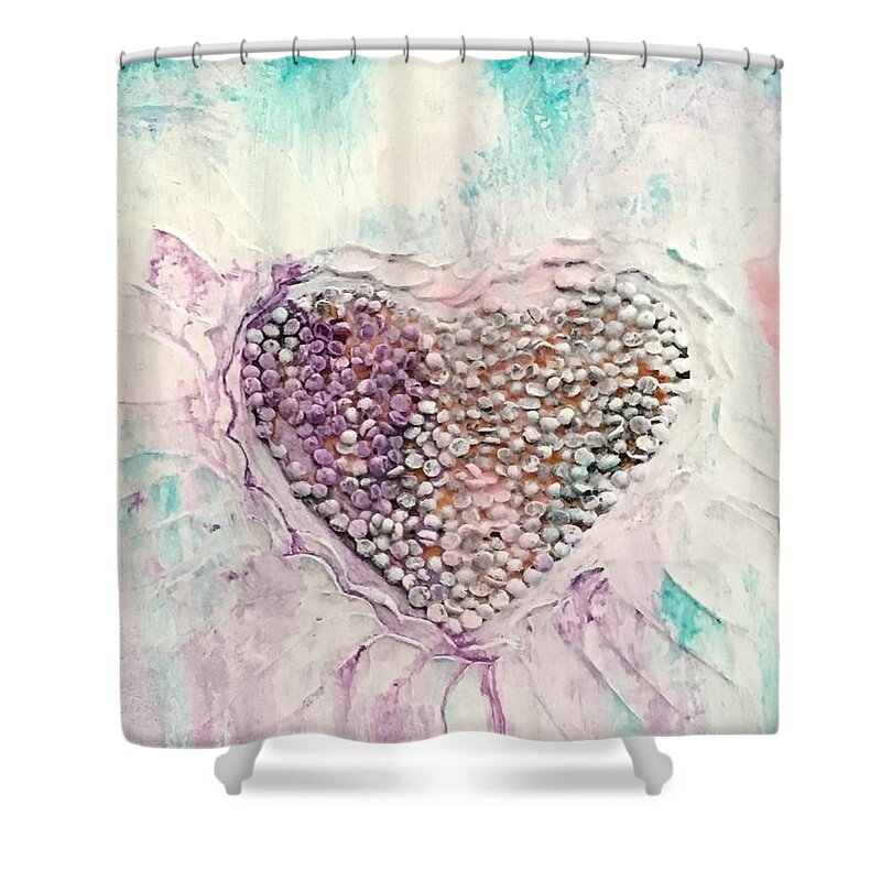 Heart Shower Curtain featuring the painting Healing Heart-1 by Monika Shepherdson