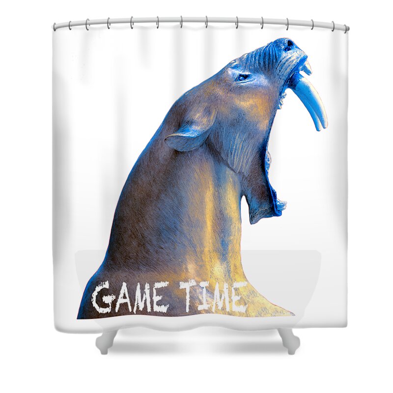  Saber Shower Curtain featuring the digital art Hear me Roar by Lena Owens - OLena Art Vibrant Palette Knife and Graphic Design