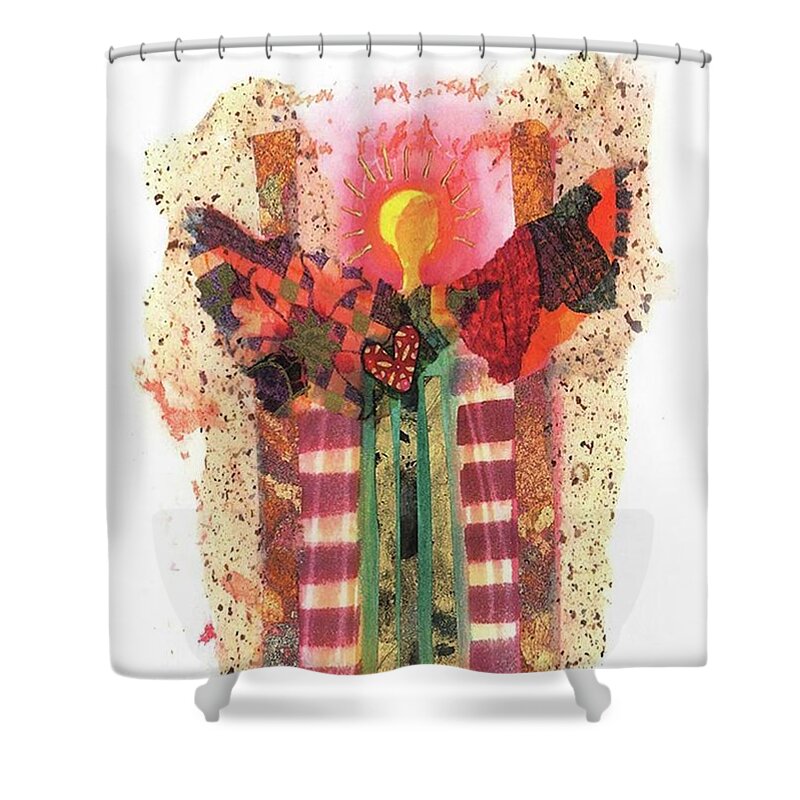  Collage Shower Curtain featuring the painting Heart Angel by Lucy Lemay