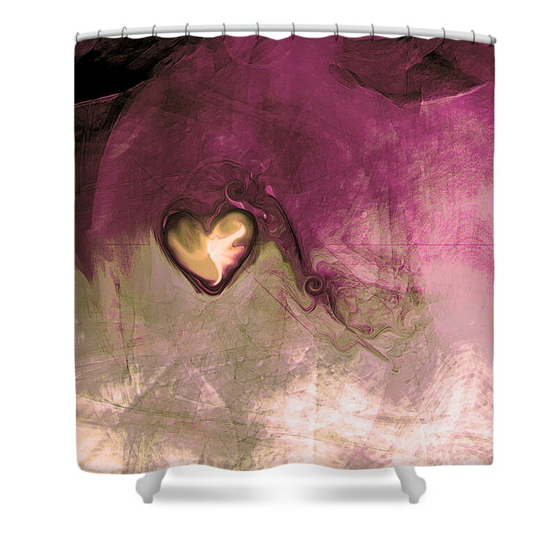 Heart Of Gold Shower Curtain featuring the digital art Heart Of Gold by Linda Sannuti