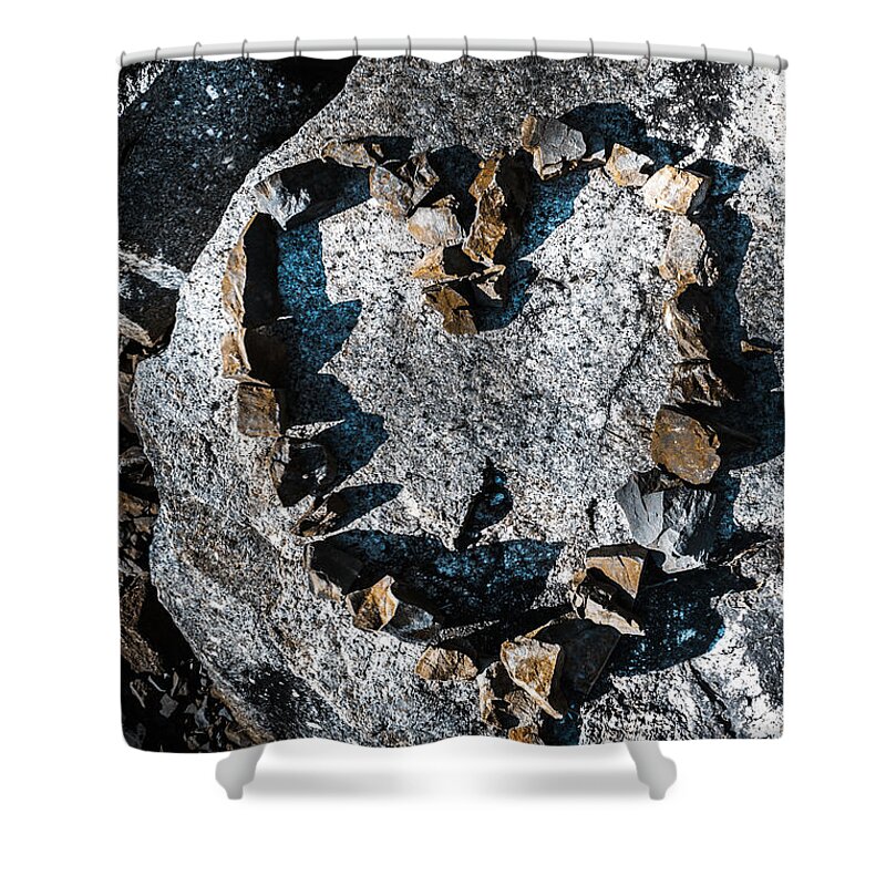 Heart Shower Curtain featuring the photograph Heart of stone by Jorgo Photography