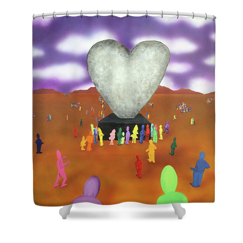 Mark Kostabi Shower Curtain featuring the painting Heart of Stone by Thomas Blood