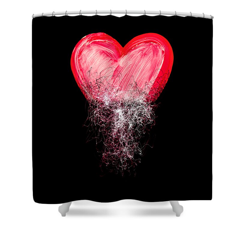 Heart Shower Curtain featuring the digital art Heart painted from tangle of scribbles by Michal Boubin