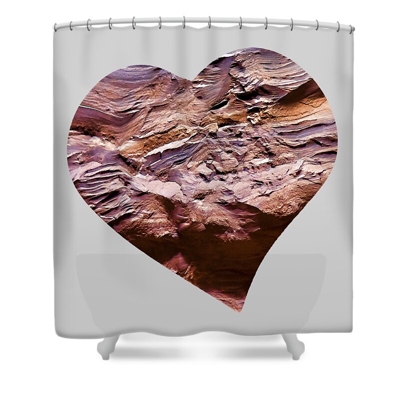  Shower Curtain featuring the digital art Heart Shape Stone Art by Lena Owens - OLena Art Vibrant Palette Knife and Graphic Design