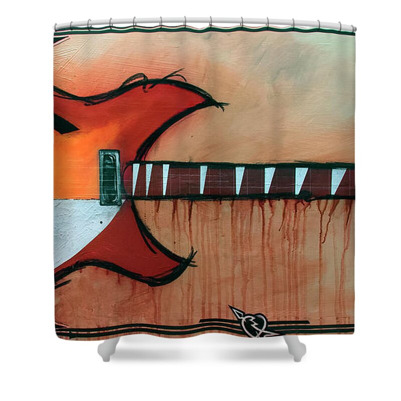 Rickenbacker Shower Curtain featuring the painting Heartbreaking 12 String by Sean Parnell