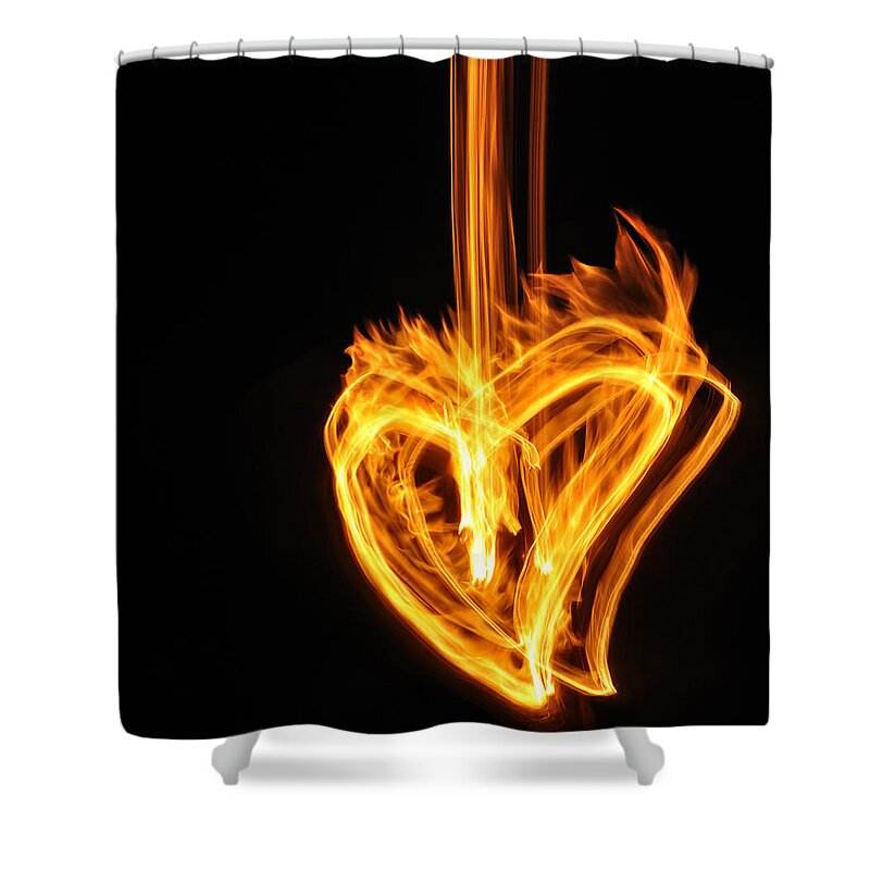 Heart Shower Curtain featuring the photograph Hearts Aflame -Falling In Love by Mark Fuller