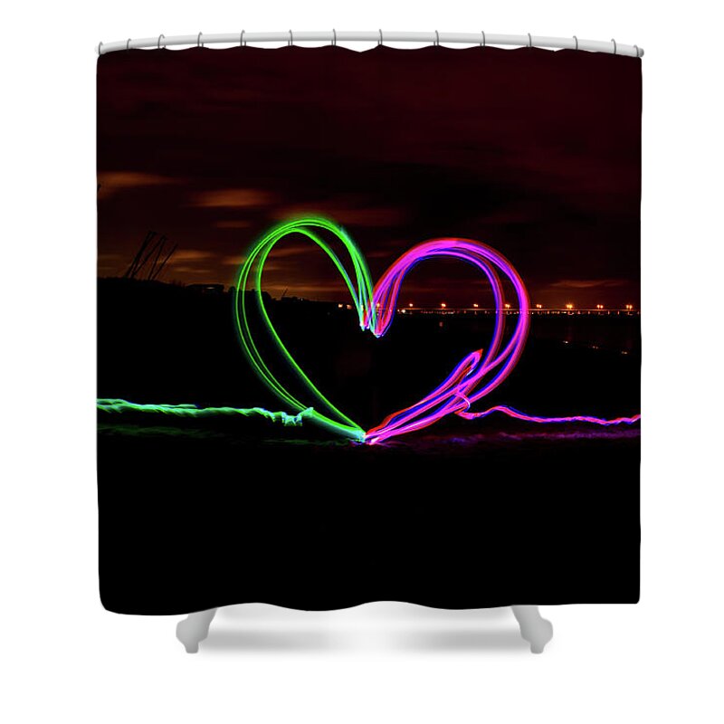 Night Shower Curtain featuring the photograph Hearts in the Night by Nicole Lloyd