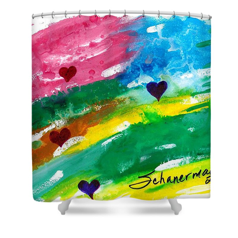 Watercolor Art Shower Curtain featuring the painting heARTs Of The Sea by Susan Schanerman