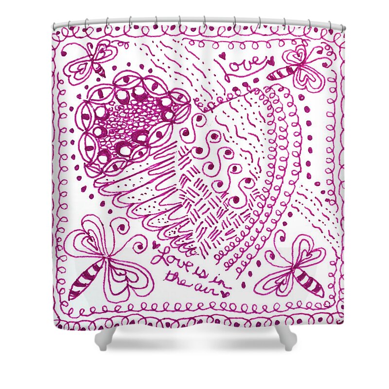 Caregiver Shower Curtain featuring the drawing Hearts by Carole Brecht