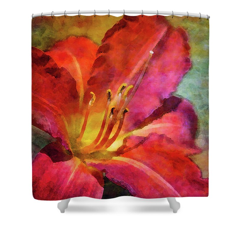 Daylily Shower Curtain featuring the photograph Heat in the Cold 0319 IDP_2 by Steven Ward