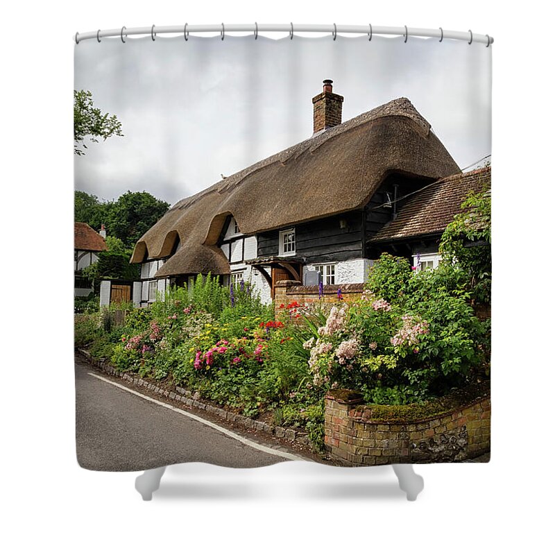 England Shower Curtain featuring the photograph Heather cottage by Shirley Mitchell