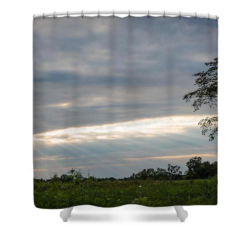 Sky Shower Curtain featuring the photograph Heavenly Rays by Holden The Moment