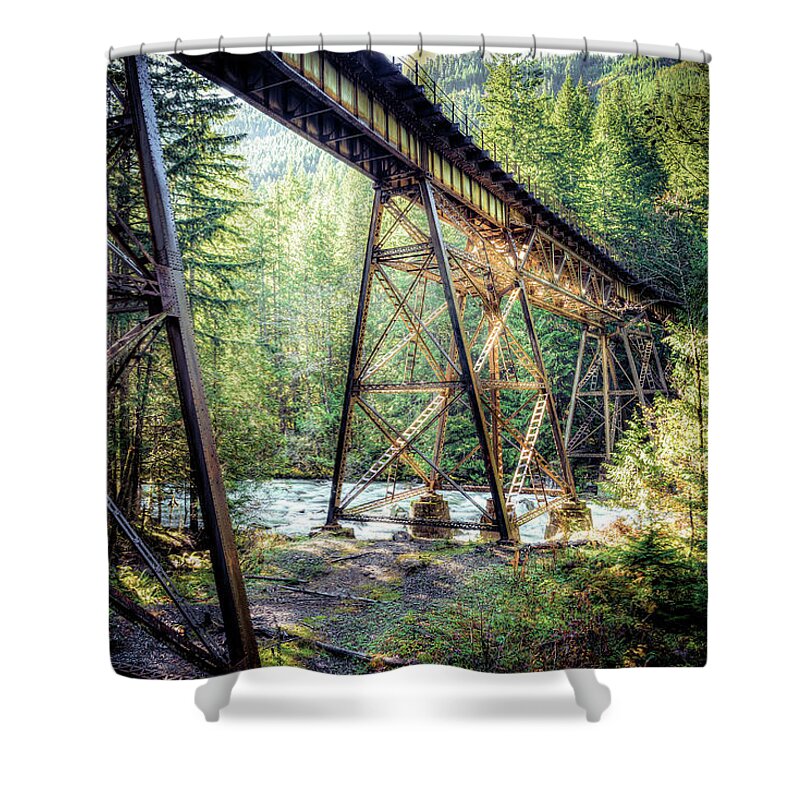 Railroad Tracks Shower Curtain featuring the photograph Heavens Tracks by Spencer McDonald