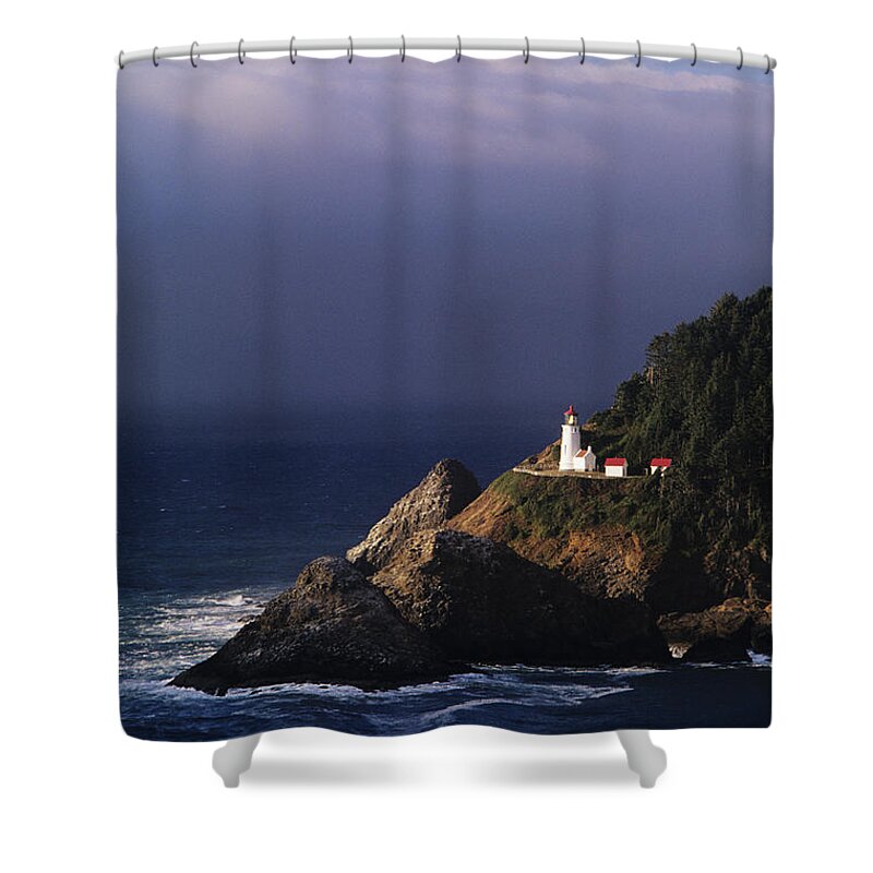 Afternoon Shower Curtain featuring the photograph Heceta Head Lighthouse by Greg Vaughn - Printscapes