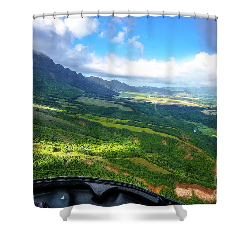 Helicopter Shower Curtain featuring the photograph Helicopter view, Kauai by Deb Nakano