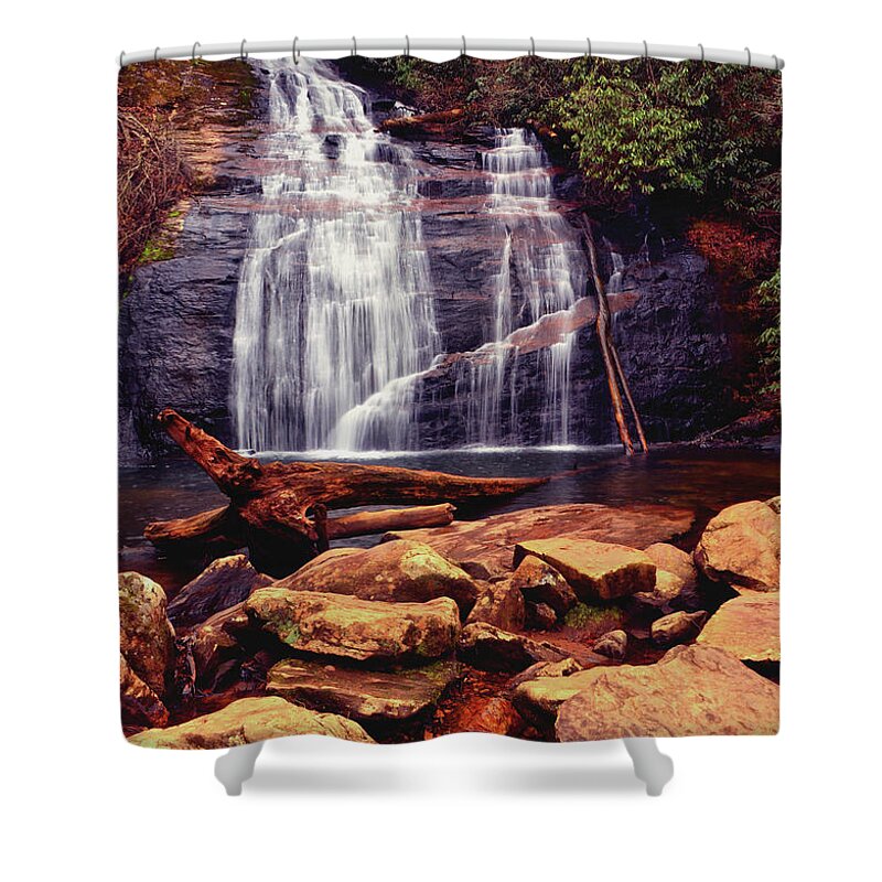 Waterfall Shower Curtain featuring the photograph Helton Falls 003 by George Bostian