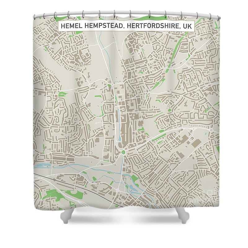 Hemel Hempstead Shower Curtain featuring the digital art Hemel Hempstead Hertfordshire UK City Street Map by Frank Ramspott