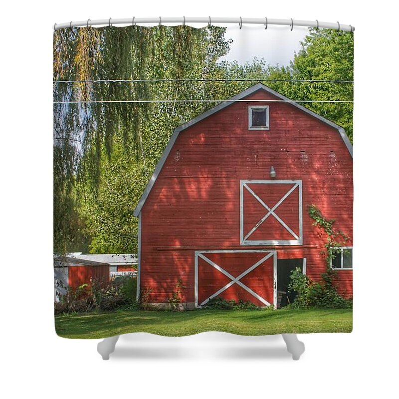 Barn Shower Curtain featuring the photograph 0018 - Henderson Road Red I by Sheryl L Sutter