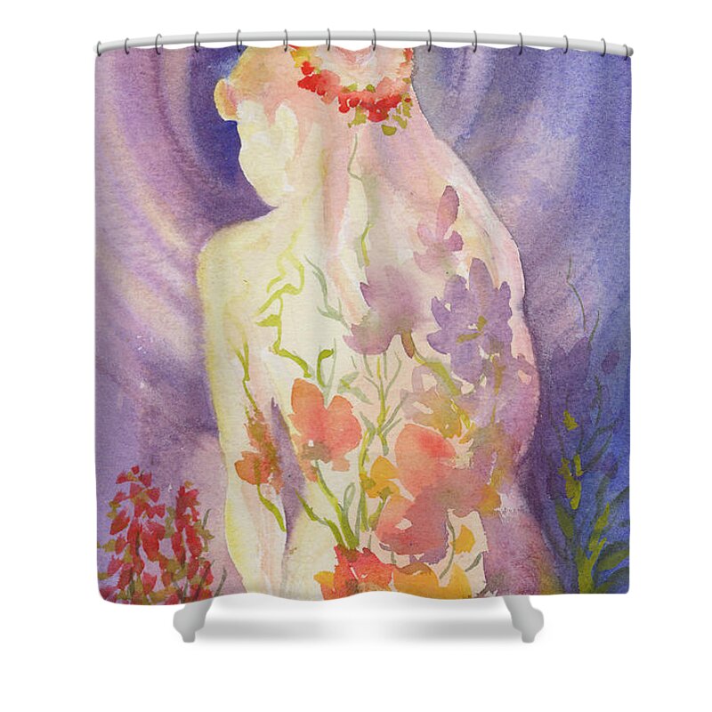 Herbal Goddess Shower Curtain featuring the painting Herbal Goddess by Caroline Patrick